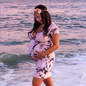 PinkBlush Maternity dress pink floral dress small